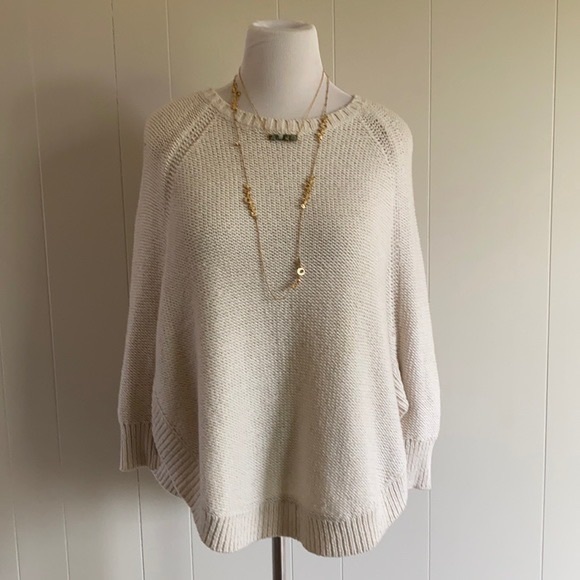 Anthropologie Cream Poncho Sweater S - Picture 4 of 4